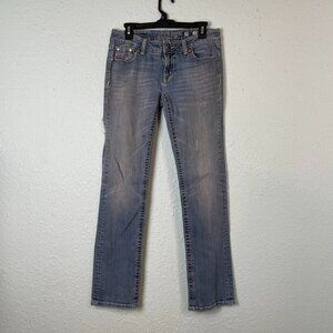 Miss Me Jeans Women’s SZ 29 Easy Straight JD1037ETL Medium Wash Embellished 125